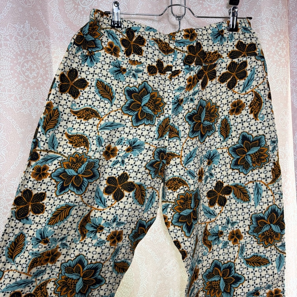 Garnet Hill High Waisted Boho Bohemian Pattern Pants 100% Organic Cotton - Picture 7 of 11